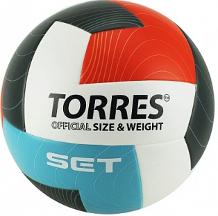 Волейбольный мяч Torres SET V32045 р.5 белый-оранжевый-серый-голубой